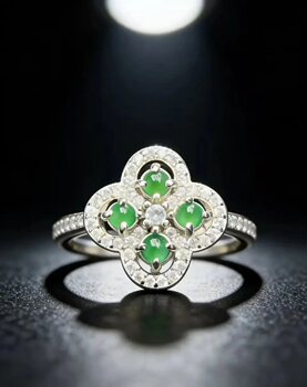 Natural grade a jade full green cabochon ring