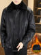 Woodpecker winter men's velvet thickened warm leather jacket trendy brand American motorcycle British fashion fur collar leather jacket