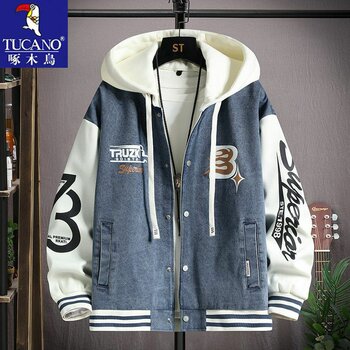 Woodpecker Denim Jacket Men's 2025 Autumn and Winter New Youth Trendy Versatile Patchwork Top Jacket for Men