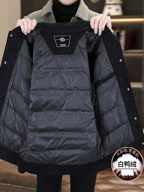 Woodpecker Winter Men's Thickened Down Jacket Lapel Short Casual Fashion Warm Woolen Jacket Versatile Jacket