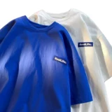 Tide, трендовая футболка с коротким рукавом для отдыха, свободный крой, оверсайз, круглый воротник