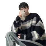 Демисезонный свитер, дизайнерская трикотажная куртка для влюбленных, оверсайз, увеличенная толщина, тренд сезона, круглый воротник