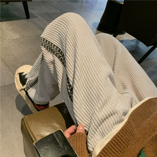 Tide, вельветовые демисезонные утепленные штаны для отдыха, свободный прямой крой