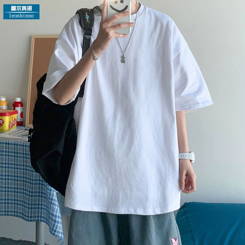 Белая спортивная брендовая однотонная трендовая футболка с коротким рукавом для влюбленных, оверсайз