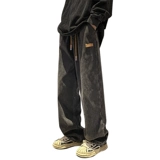 Tide, демисезонные черные джинсы, штаны, утепленные джинсы с начесом, свободный прямой крой