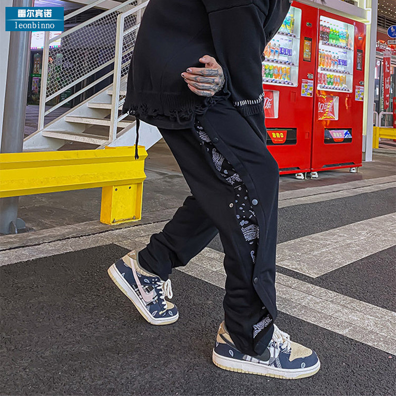 Cashew flower breasted pants men's Korean version of the trend ins high street mopping casual pants all-match handsome basketball sports pants