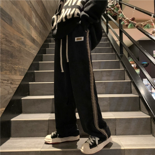 Tide, вельветовые демисезонные утепленные штаны для отдыха, свободный прямой крой