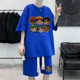 Летний ретро комплект, шорты в стиле хип-хоп, в американском стиле, короткий рукав