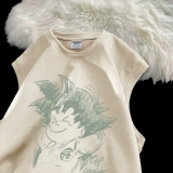 Летний жилет, трендовые мультяшные комиксы, спортивная футболка без рукавов, в американском стиле, свободный крой