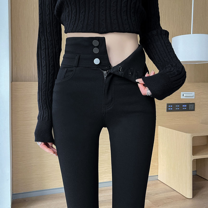 Trendy Pants for 2025: New Popular Black High-Waisted Slim-Fit Leggings for Autumn and Winter