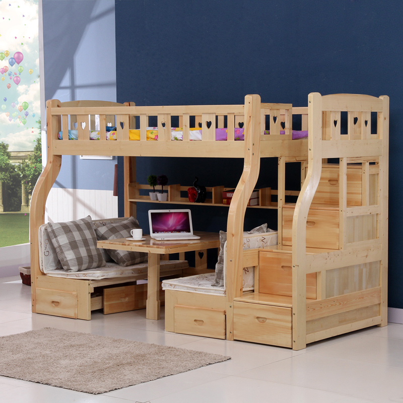 Купить Двухъярусная детская кровать Твердые деревянные кровати ...
