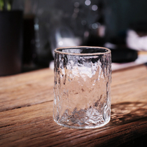  Yiming stump Japanese-style hammer pattern heat-resistant glass coffee cup Simple household flower tea cup Whiskey cup 300ml