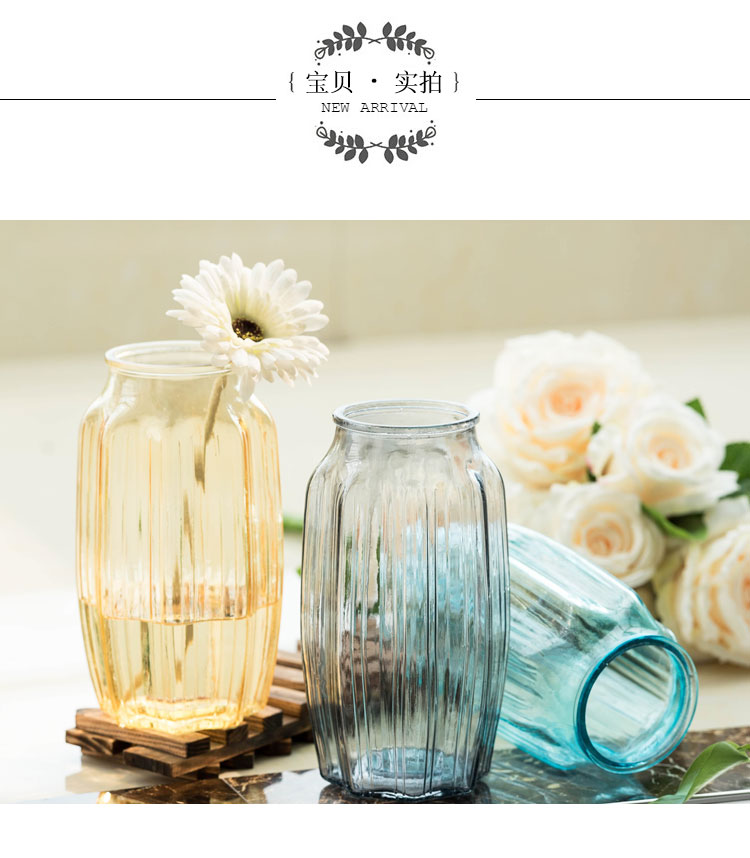 Bình thủy tinh đơn giản sáng tạo hình bát giác Mô phỏng hoa khô hoa phong phú tre cắm hoa Phòng khách trang trí trang trí - Trang trí nội thất trang tri noi that