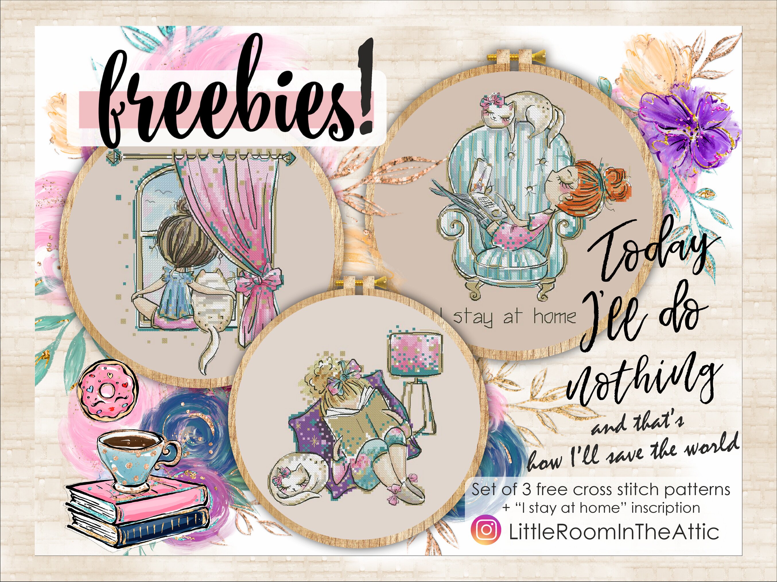 Cross-stitch electronic drawings redraw Little Room in the Attic - I Stay at Home