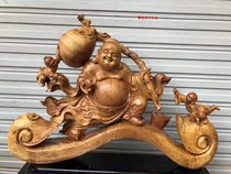 Large Laos pear mahogany Maitreya Buddha statue root carving wood carvings living room office clubhouse art ornaments