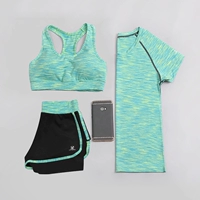 Зеленый комплект, футболка, майка, шорты, 3 предмета, короткий рукав