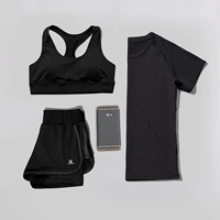 Черный комплект, футболка, майка, шорты, 3 предмета, короткий рукав