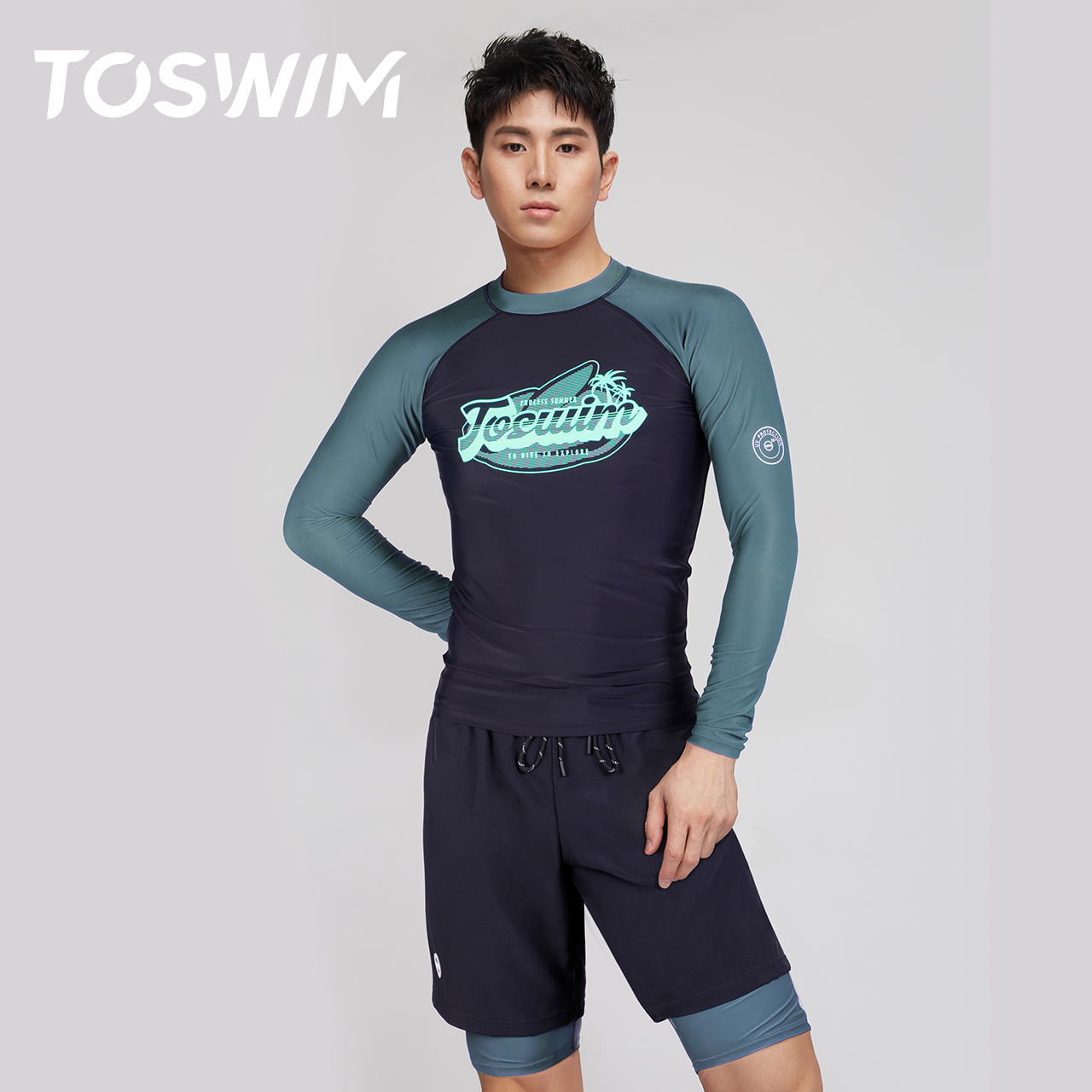 TOSWIM swimsuit swim trunks men's suit anti-embarrassment sunscreen quick drying five points beach pants hot spring men's surf suit