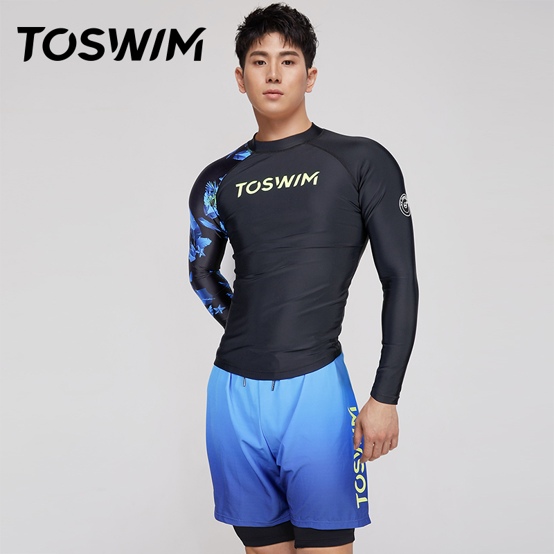 TOSWIM men's swimsuit swim trunks set anti-embarrassing swimming trunks sunscreen hot spring beach pants surf suit men