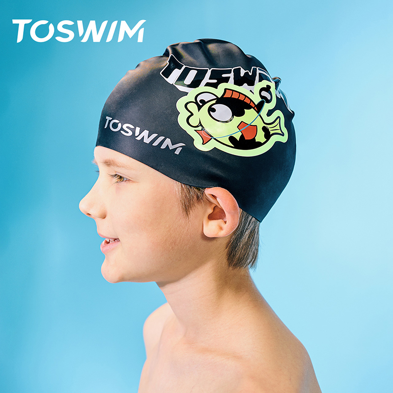 TOSWIM Tuo Sheng Boys' Silicone Swimming Cap Waterproof No Head Girl Cute Comfortable Ear Child Swimming Cap