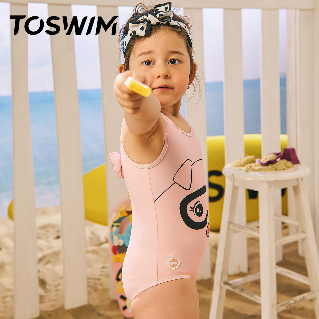 TOSWIM Kids Swimsuit Girl Baby Siamese Little Middle Child Cute Swimsuit Summer Sunscreen 2021 New Model