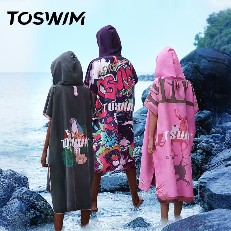 TOSWIM swimming bath towel bathrobe quick-drying cloak portable towel sunscreen water absorbent towel beach towel for men and women Equipment