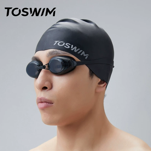Шапочка для плавания TOSWIM для мужчин и женщин, не растягивается, длинные волосы, повышенная водонепроницаемость, профессиональная большая окружность головы, силиконовая шапочка для защиты ушей