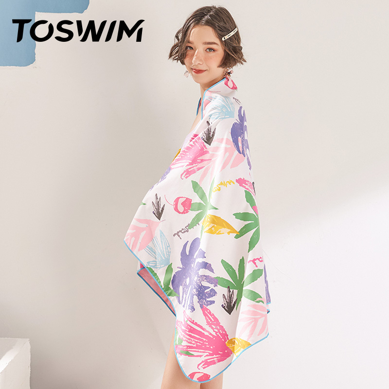TOSWIM quick-drying towel Swimming bath towel Female seaside absorbent beach towel Portable sunscreen sports fitness equipment