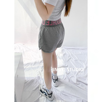 Gray sports shorts women wear 2021 summer new high waist slim loose Joker wide leg pants casual pants