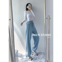Blue women spring and autumn 2021 new summer thin high waist slim ankle-length pants sports pants