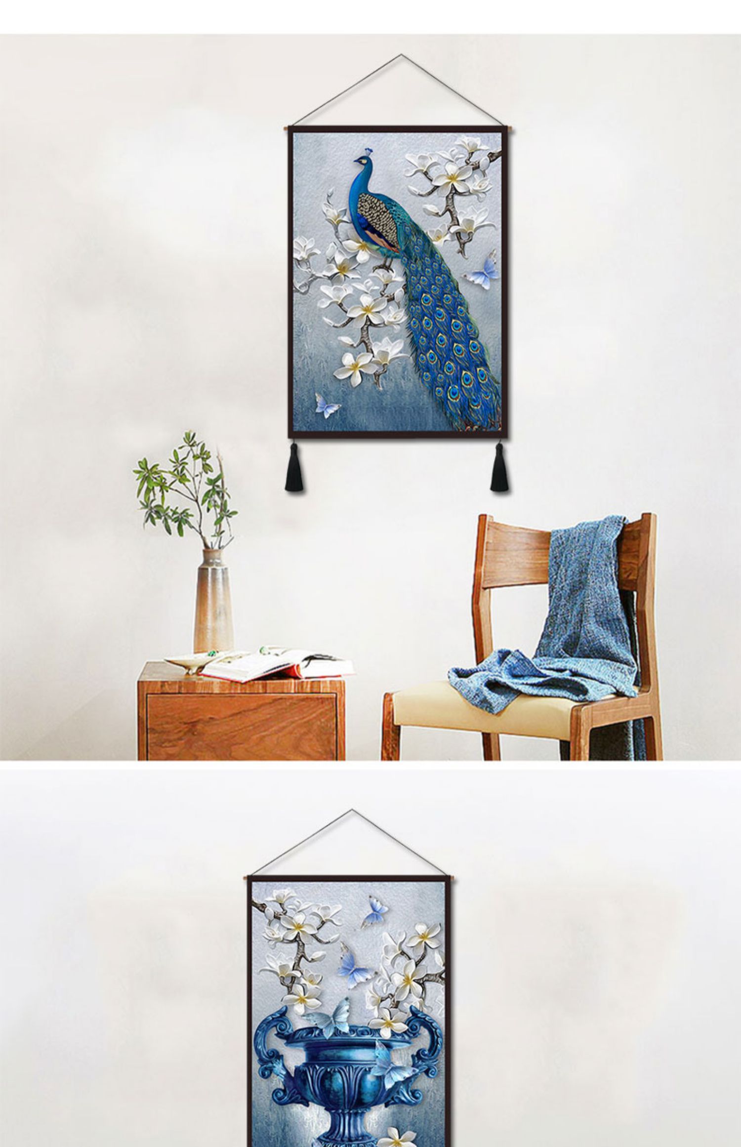 phòng khách ins Bắc Âu gió peacock treo vải đơn giản phiên bản theo chiều dọc của tường hộp mét tấm thảm treo trang trí tấm thảm hành lang phòng ngủ - Tapestry thảm treo tường phòng ngủ