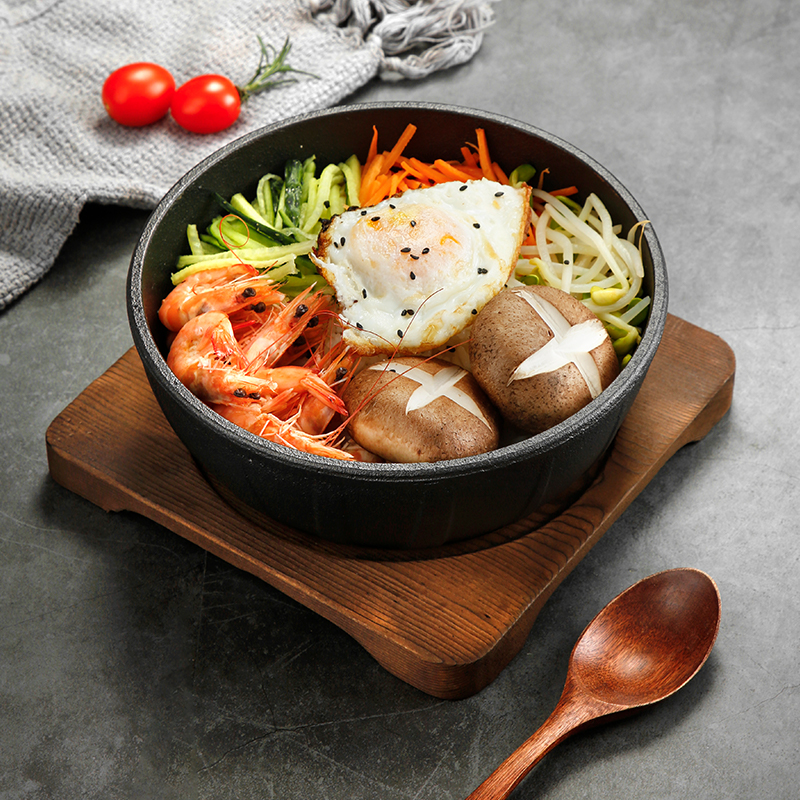 Han Style Stone Pan Mix Rice Commercial Cast Iron Bowl Iron Plate Burning Bowl Raw Iron Bowl large Japan-ROK Cuisine Rice Bowl special-Taobao