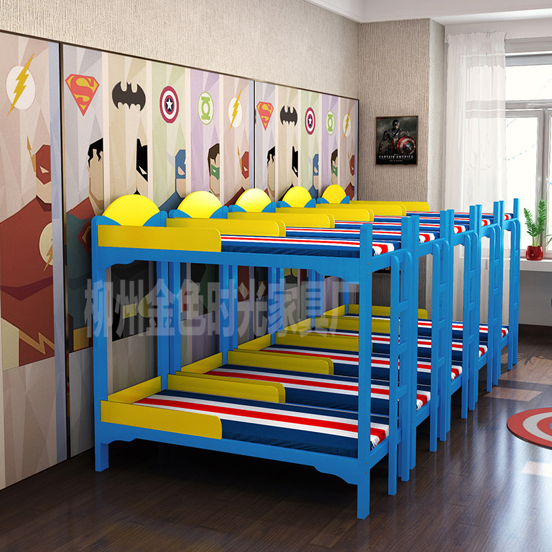Color Hosted Bed Solid Wood Bed Students Up and Go to Bed Dormitory High and Low Bed
