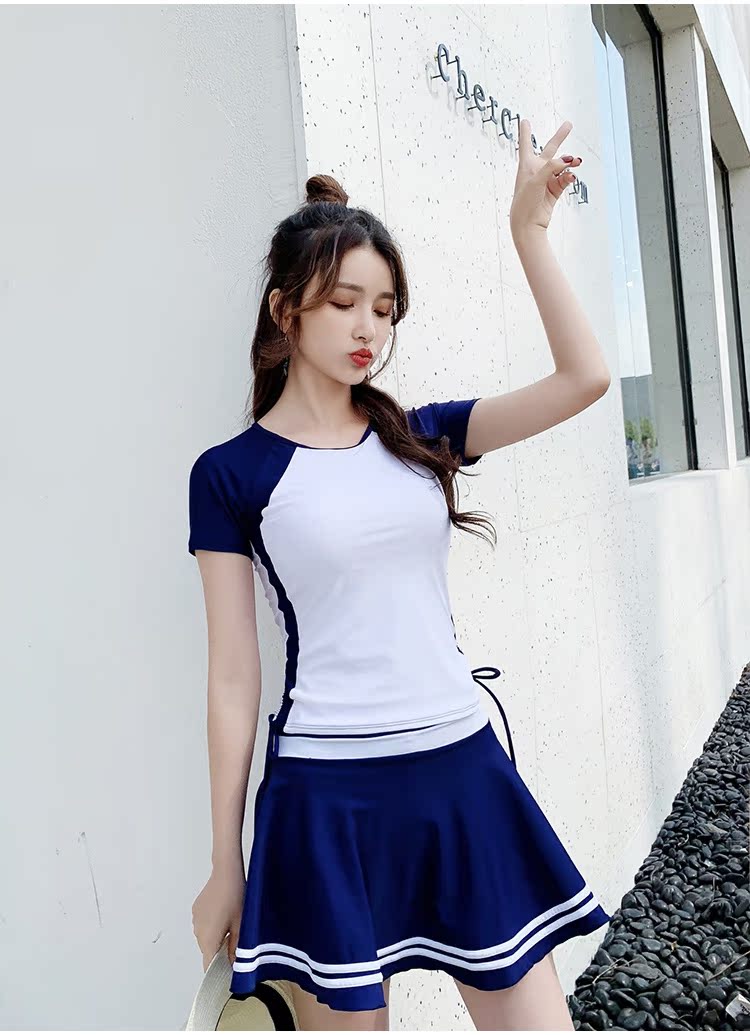 Áo tắm nữ dễ thương Nhật Bản 2019 mới xuân nóng bảo thủ sinh viên nhỏ tươi Hàn Quốc áo tắm nhỏ ngực nhỏ - Bộ đồ bơi hai mảnh bikini 2 mảnh màu đỏ