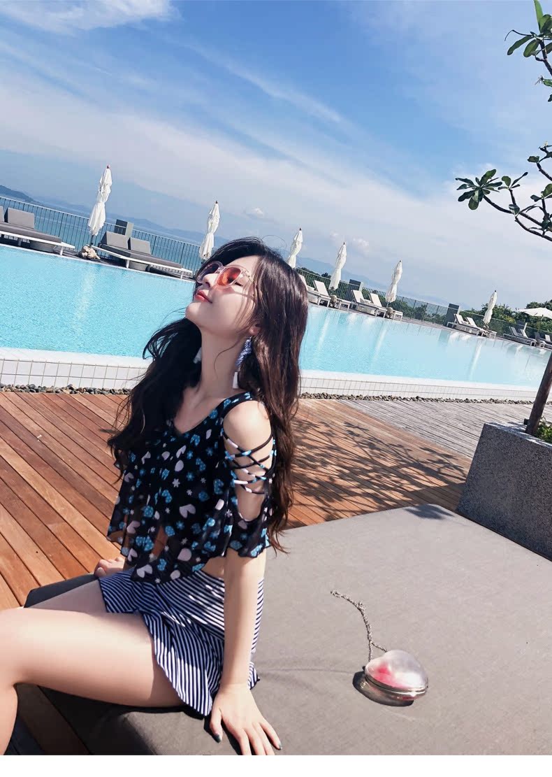 Áo tắm nữ 2018 thời trang mới gợi cảm che bụng thon gọn tập hợp size lớn mập mạp tụ tập bơi suối nước nóng bảo thủ - Bộ đồ bơi hai mảnh đồ bơi 2 mảnh bé gái