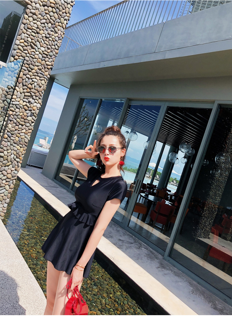 Chia áo tắm nữ 2018 mới phần lưới đỏ bảo thủ hai mảnh che bụng giảm béo cỡ lớn mm bơi suối nước nóng 	áo bơi 2 mảnh