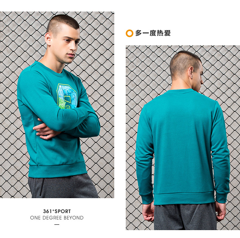 361 độ nam thể thao nam sinh viên vòng cổ mỏng t- shirt dài tay áo cao cổ áo len mùa thu thường áo thun hoodie dây kéo