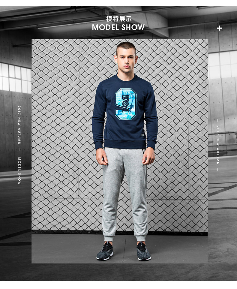 361 độ nam thể thao nam sinh viên vòng cổ mỏng t- shirt dài tay áo cao cổ áo len mùa thu thường áo thun hoodie dây kéo