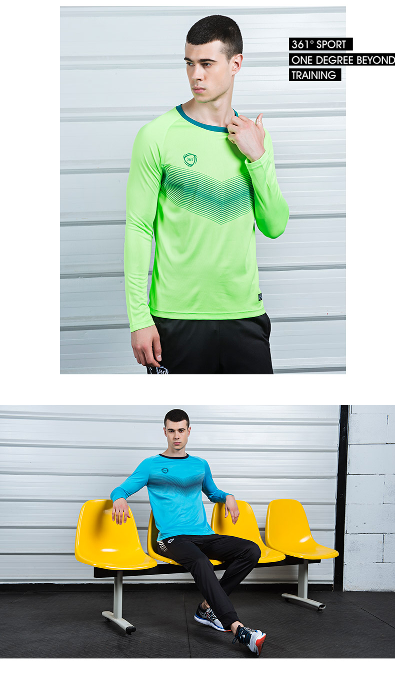 361 độ bóng đá T-Shirt thể thao vòng cổ dài t mùa thu lỏng đáy áo chạy thể dục nhanh khô dài tay áo áo thun adidas nam cổ tròn