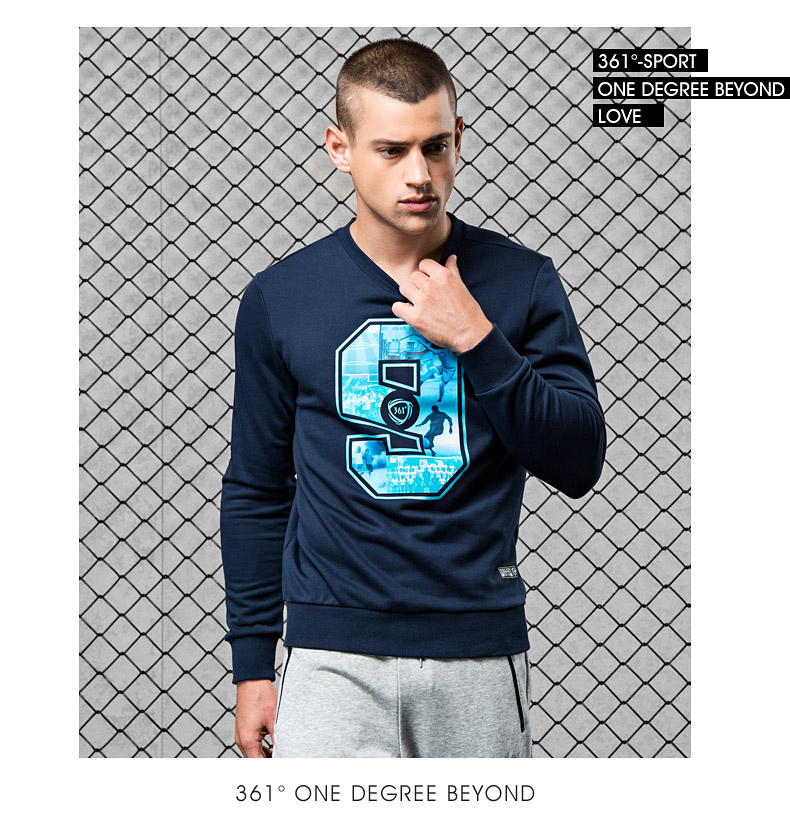 361 độ nam thể thao nam sinh viên vòng cổ mỏng t- shirt dài tay áo cao cổ áo len mùa thu thường áo thun hoodie dây kéo