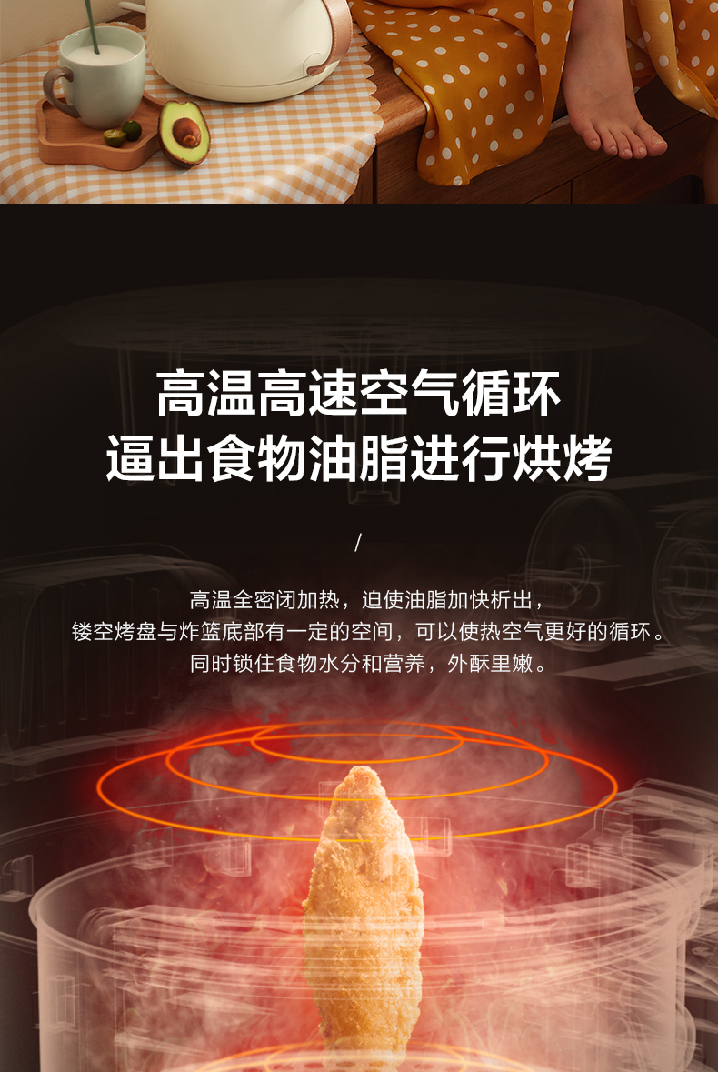 美的 热空气脱脂无油炸锅 1.8L 图3