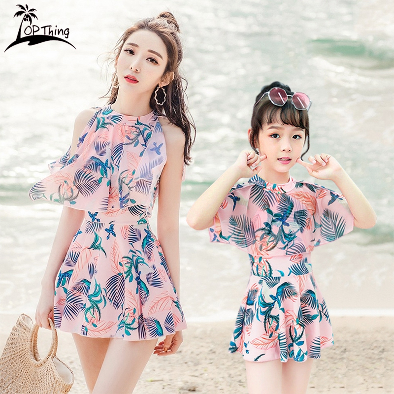 2021 parent-child swimsuit female mother and daughter new belly Princess one-piece dress swimwear hot spring fashion girl swimsuit