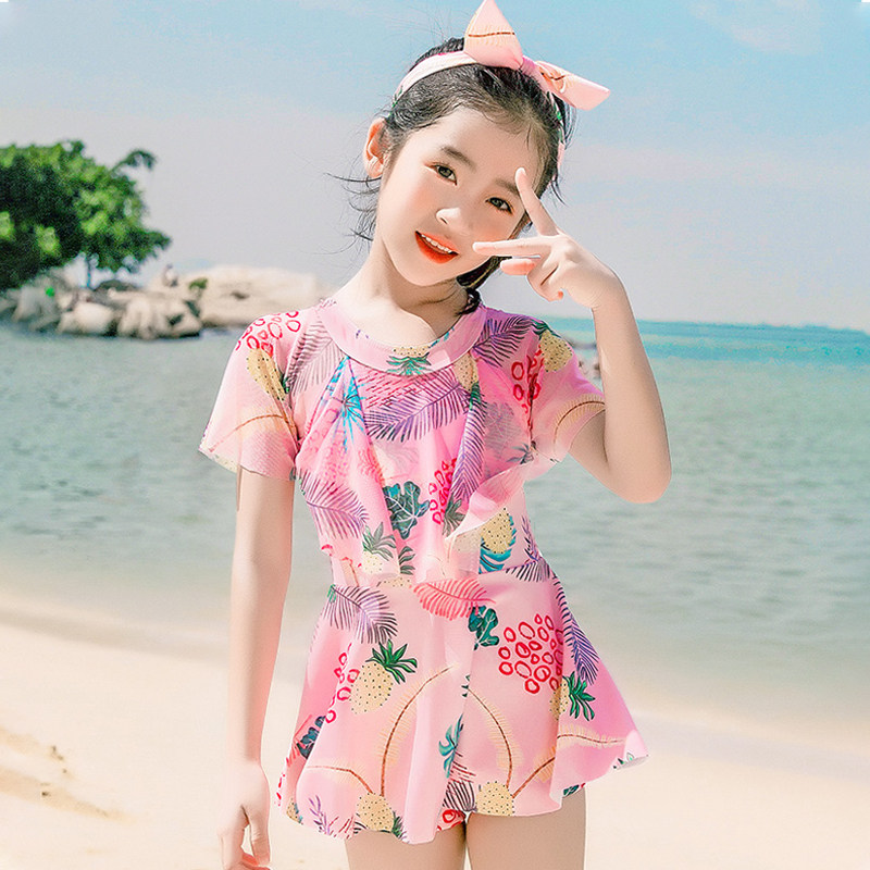 Kids Swimsuit Girls 2021 Swimsuit One-Piece Cute Princess Skirt Style Small, Medium and Big Kids Student Teenage Girls Swimsuit