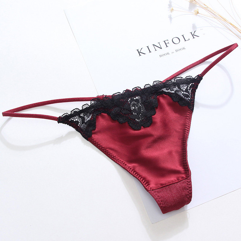 Sexy lace hot thong peach butt nails pants head a rope thong women's thin belt large size panties cotton crotch