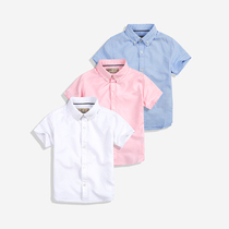 Child Shirt Boy Short Sleeve White Shirt Pure Cotton CUHK Boy Short Sleeve Shirt Boy Short Sleeve White Shirt