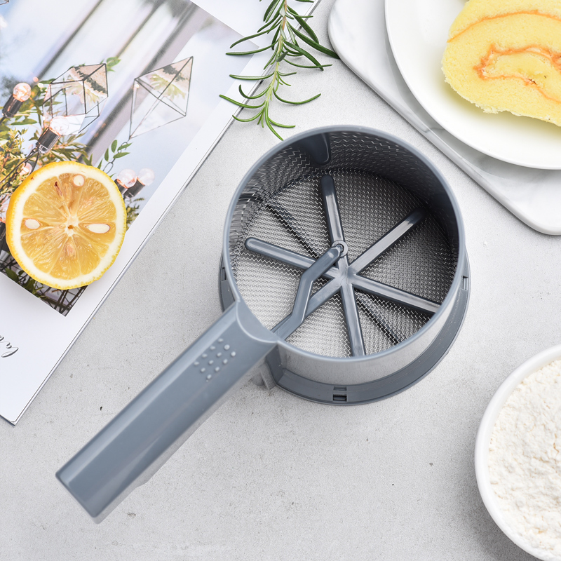 Semi - automatic hand - held glass flour sieve stainless steel 304 screen mesh baking tool household snow salty powder sieve
