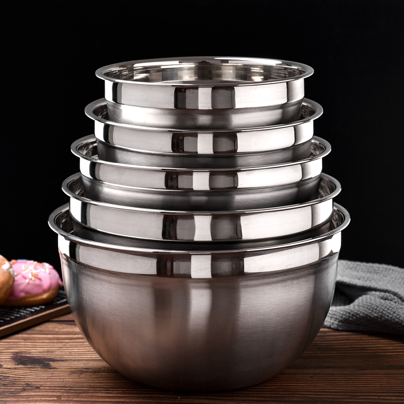 Stainless Steel Whipping Pelvic Baking Eggbeware Cake Light Cream Milk Bubble Machine Basin Deepen Splash-Proof Silicone Shampoo and Noodle Basin