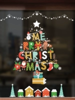 Рождественская елка с снежным видом на окна стекло Статическое электричество английское пять