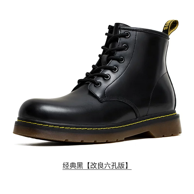 Мартенс, высокие ботинки в английском стиле, черные low-ботинки, до mid-calf, британский стиль, натуральная кожа