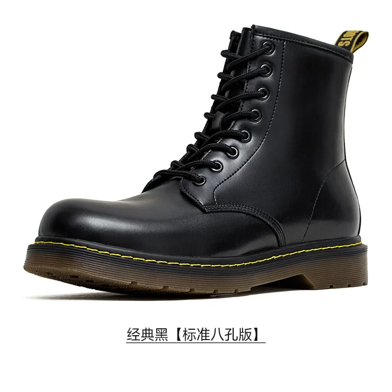 Мартенс, высокие ботинки в английском стиле, черные low-ботинки, до mid-calf, британский стиль, натуральная кожа